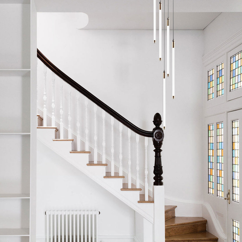 Modern Spiral Tube Chandelier for Staircase Lighting