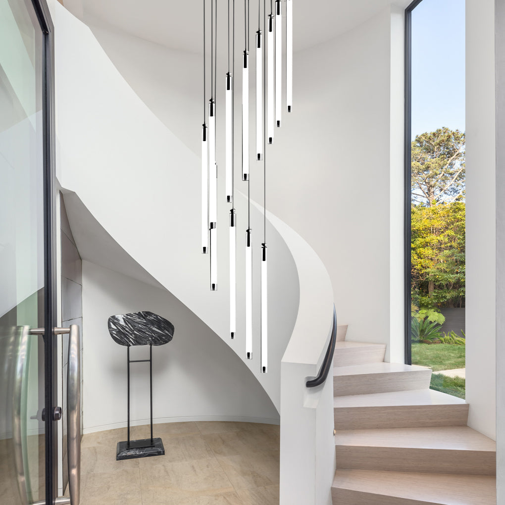 Modern Spiral Tube Chandelier for Staircase Lighting