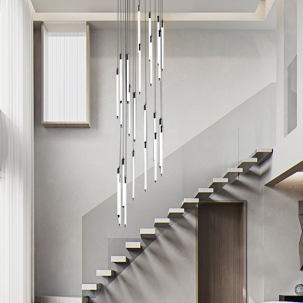 Modern Spiral Tube Chandelier for Staircase Lighting