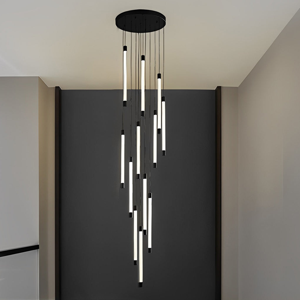 Modern Spiral Tube Chandelier for Staircase Lighting
