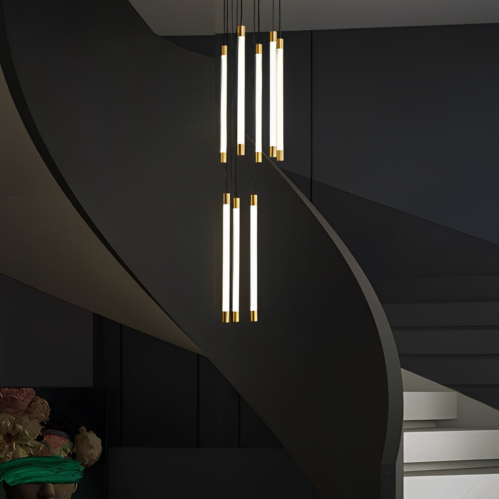 Modern Spiral Tube Chandelier for Staircase Lighting