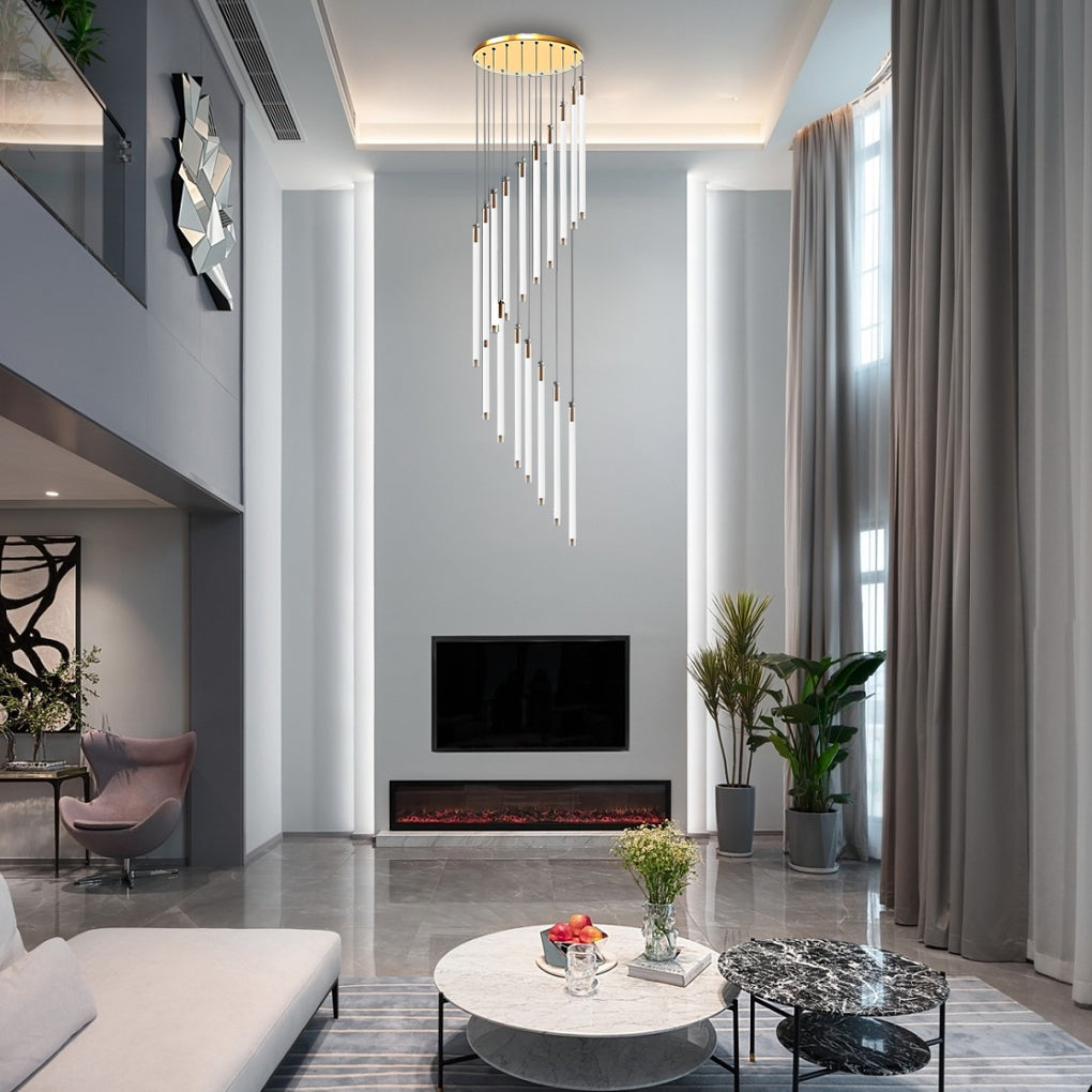 Modern Spiral Tube Chandelier for Staircase Lighting