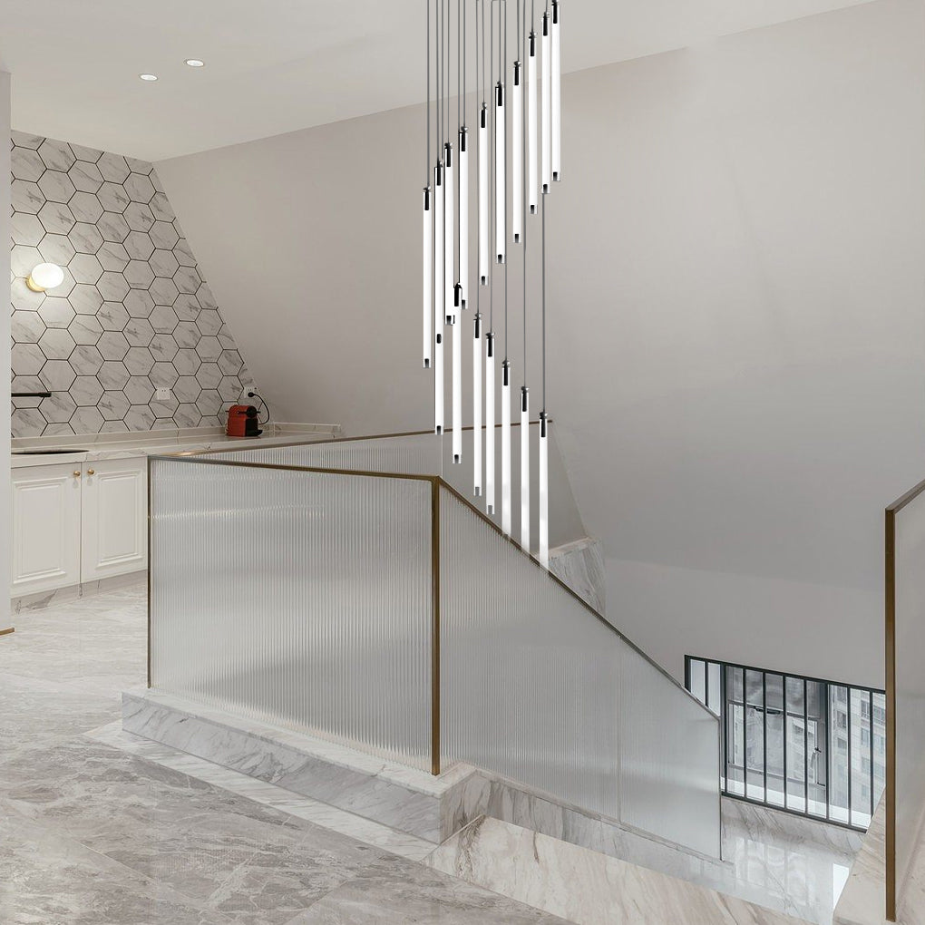 Modern Spiral Tube Chandelier for Staircase Lighting