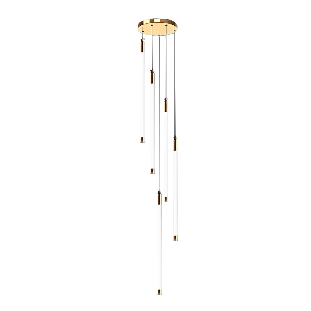 Modern Spiral Tube Chandelier for Staircase Lighting