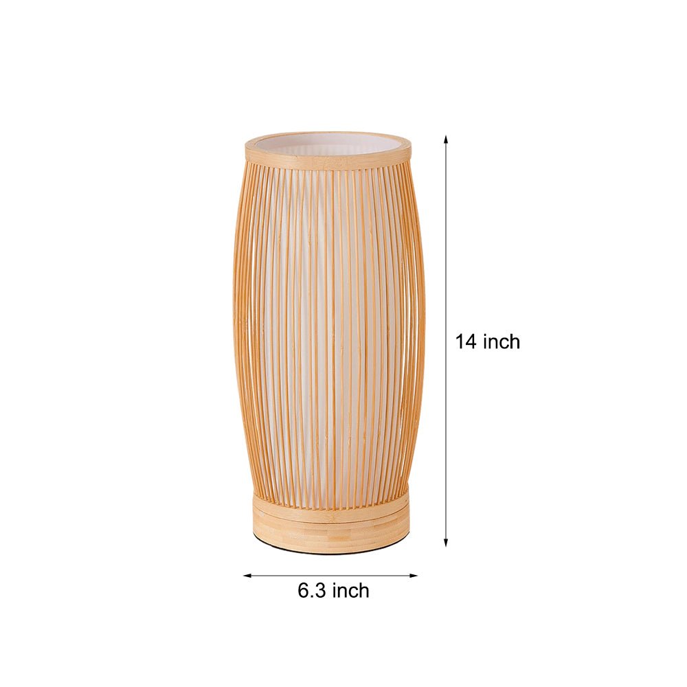 Handwoven Japanese Bamboo LED Table Lamp - Vintage Style