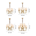 Modern Copper Chandelier with Fabric Lampshade - Elegant Ceiling Light
