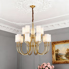 Modern Copper Chandelier with Fabric Lampshade - Elegant Ceiling Light