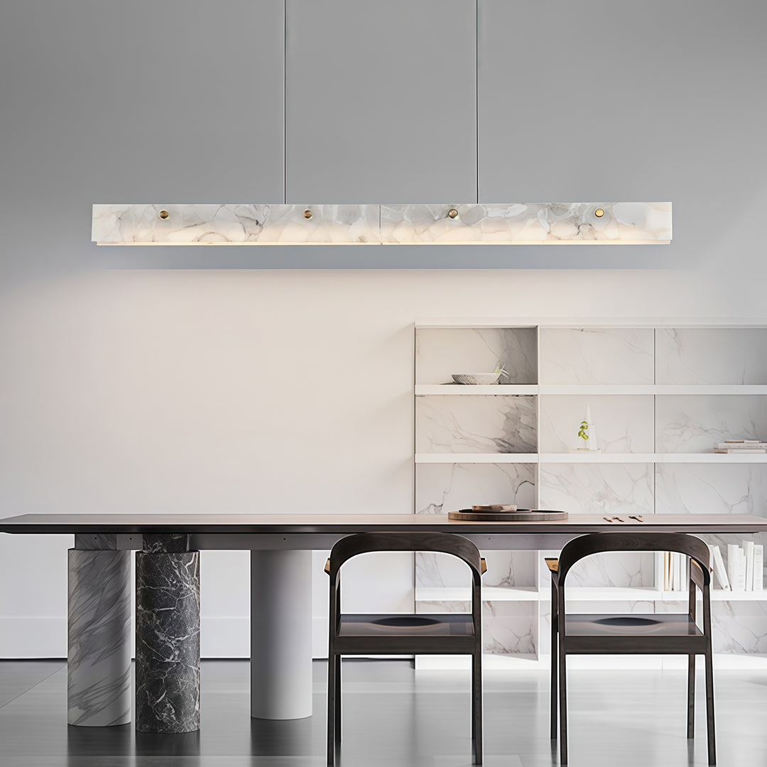 Linear Copper Pendant Light with Cloud Stone Accent