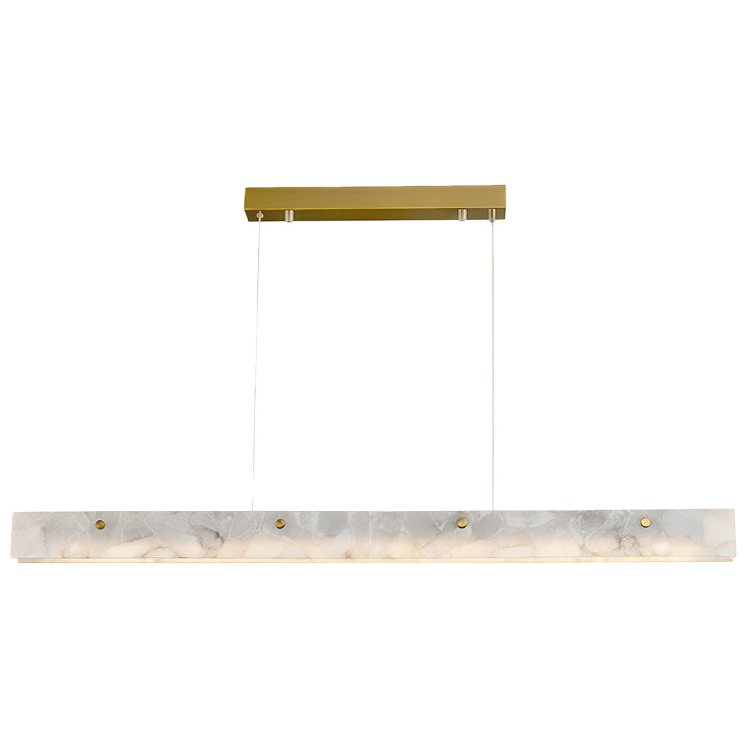 Linear Copper Pendant Light with Cloud Stone Accent