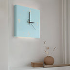 Modern Square Backlit Metal Wall Clock Lamp