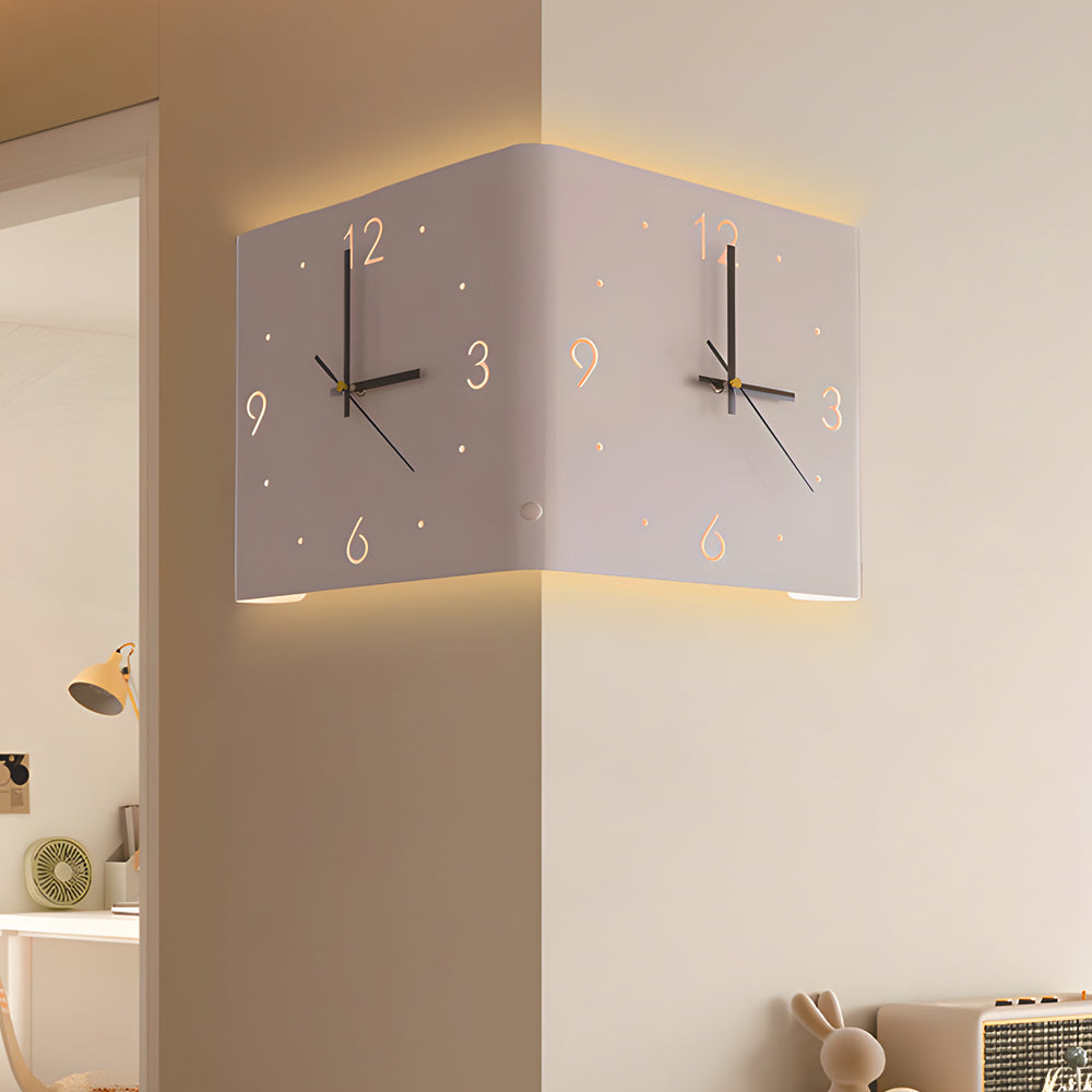 Modern Square Backlit Metal Wall Clock Lamp