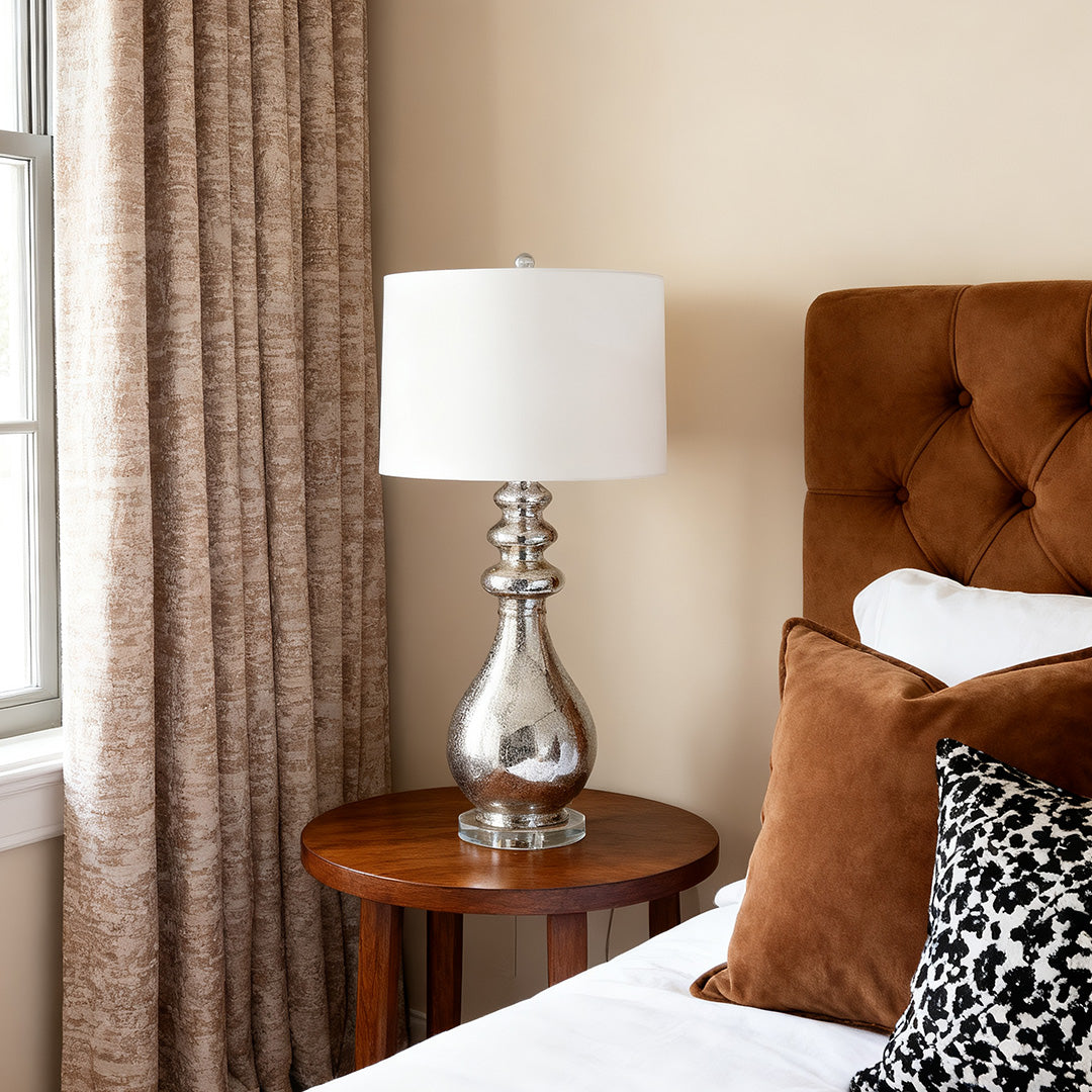 Polished Silver Modern Table Lamp - Unique Home Decor Accent