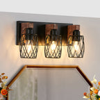 Premium Black Metal Cage Vanity Light for Bathroom Mirrors