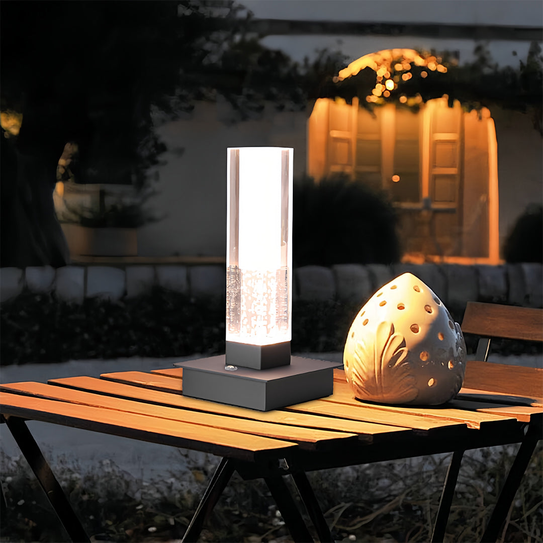 Modern Cordless LED Square Table Lamp - Dimmable Bubble Design