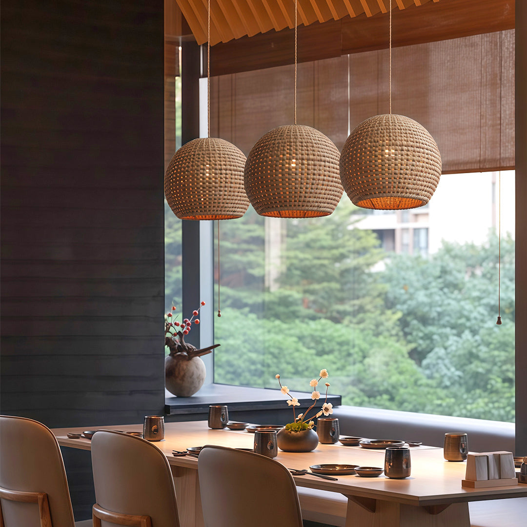 Zen Raffia Japanese Paper Pendant Light