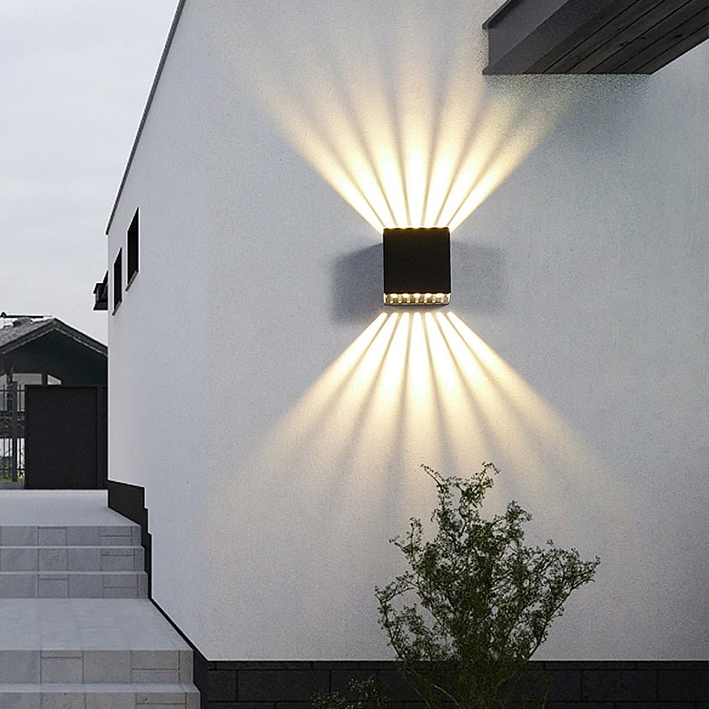 Premium Black Square Outdoor LED Wall Lights - Up and Down Lighting