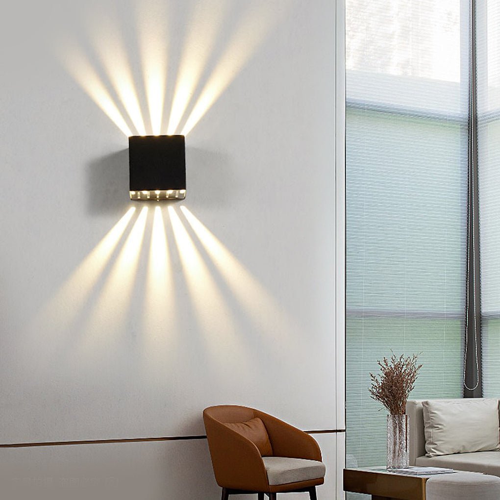 Premium Black Square Outdoor LED Wall Lights - Up and Down Lighting