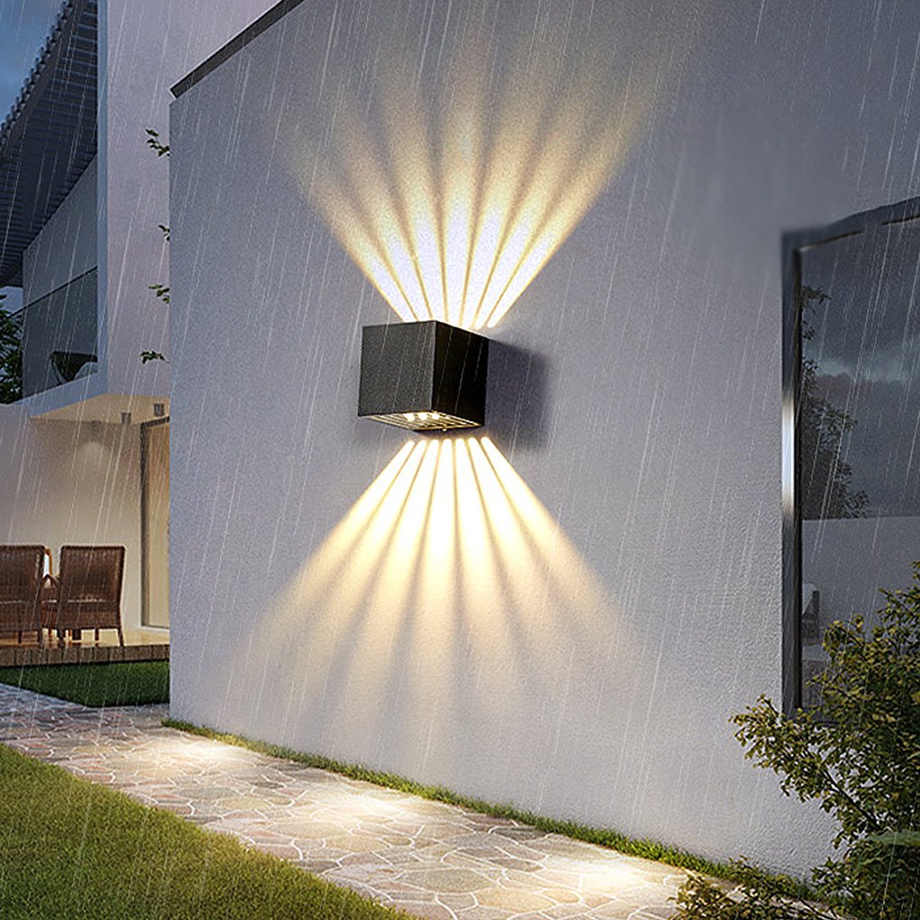 Premium Black Square Outdoor LED Wall Lights - Up and Down Lighting
