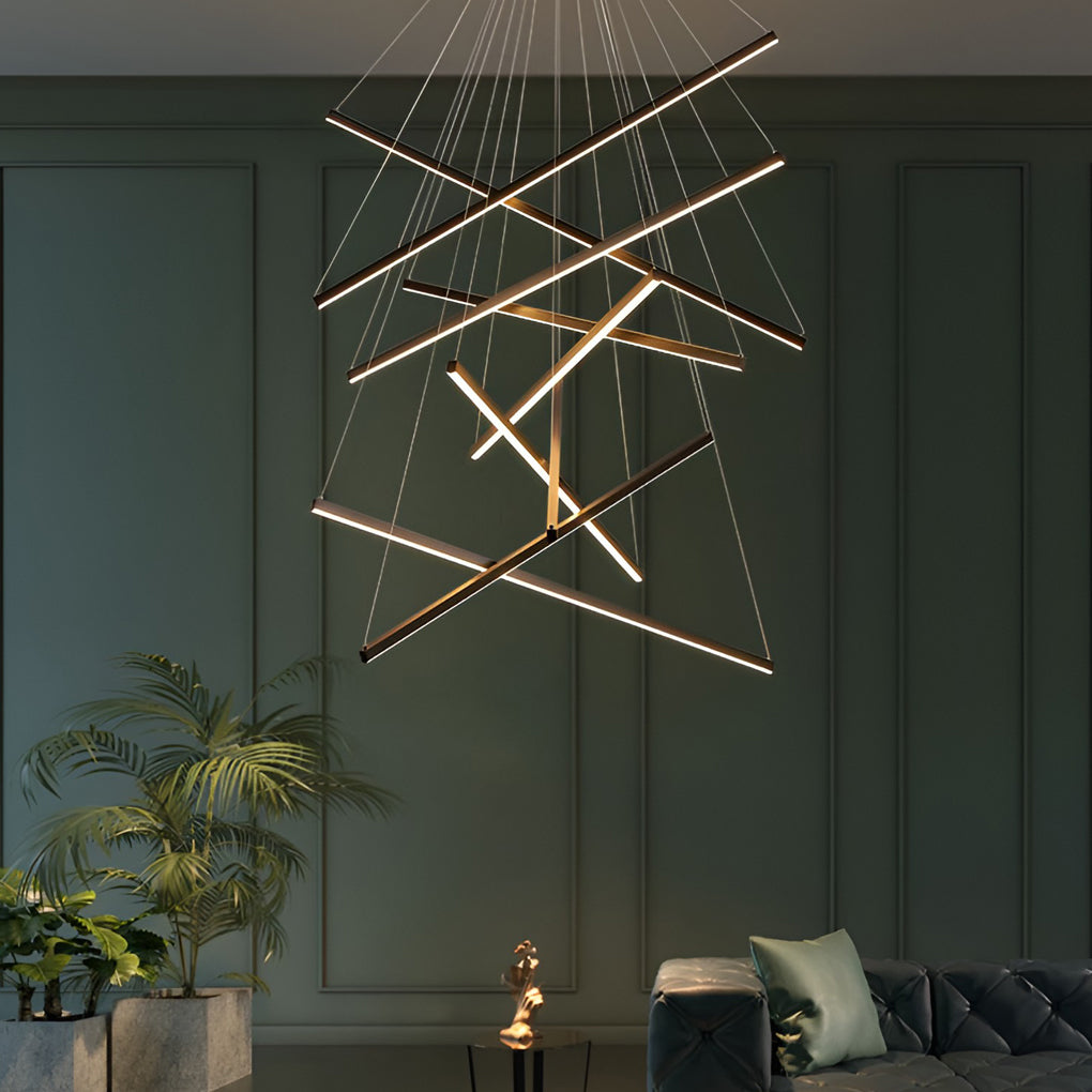 Modern Black LED Criss Linear Chandelier Ceiling Light
