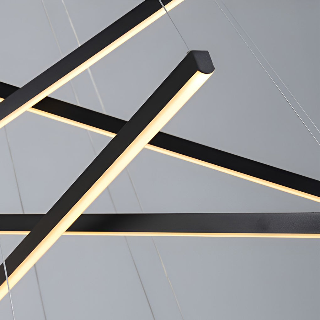 Modern Black LED Criss Linear Chandelier Ceiling Light