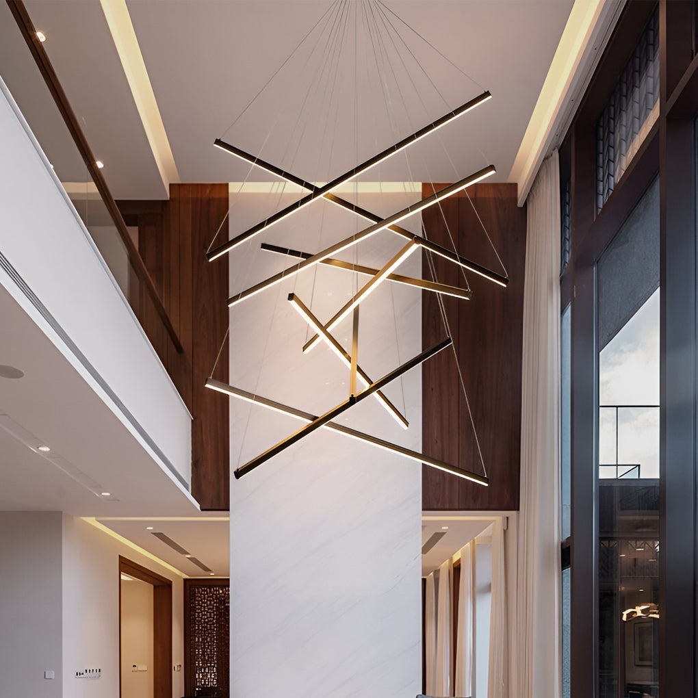 Modern Black LED Criss Linear Chandelier Ceiling Light