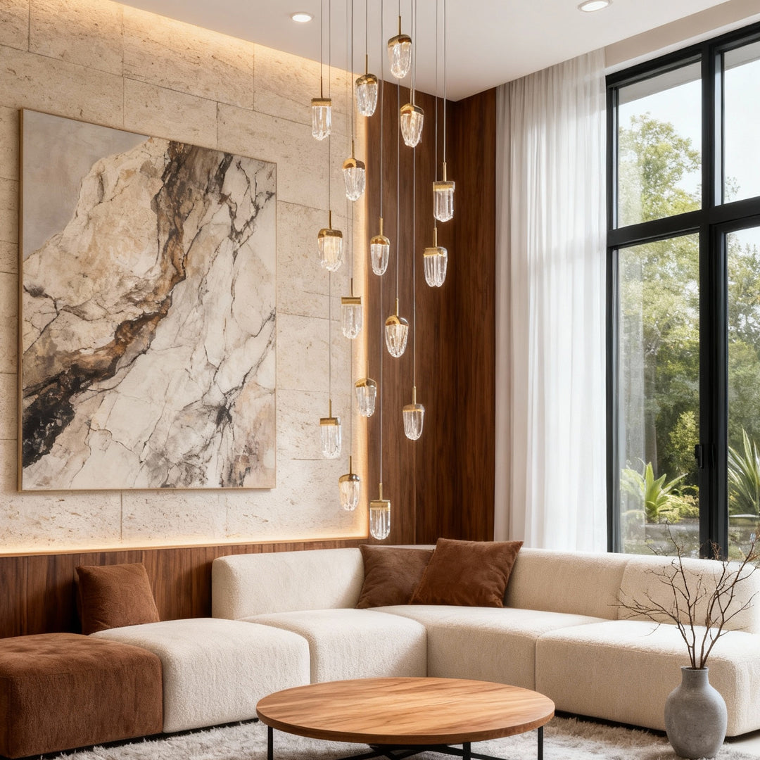 Modern Gold Staircase Chandelier - Luxury Ceiling Light