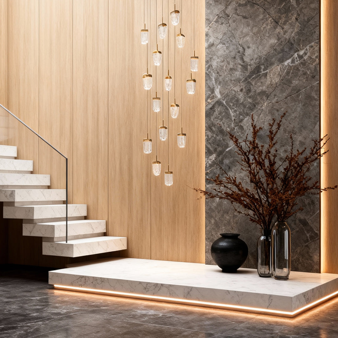 Modern Gold Staircase Chandelier - Luxury Ceiling Light