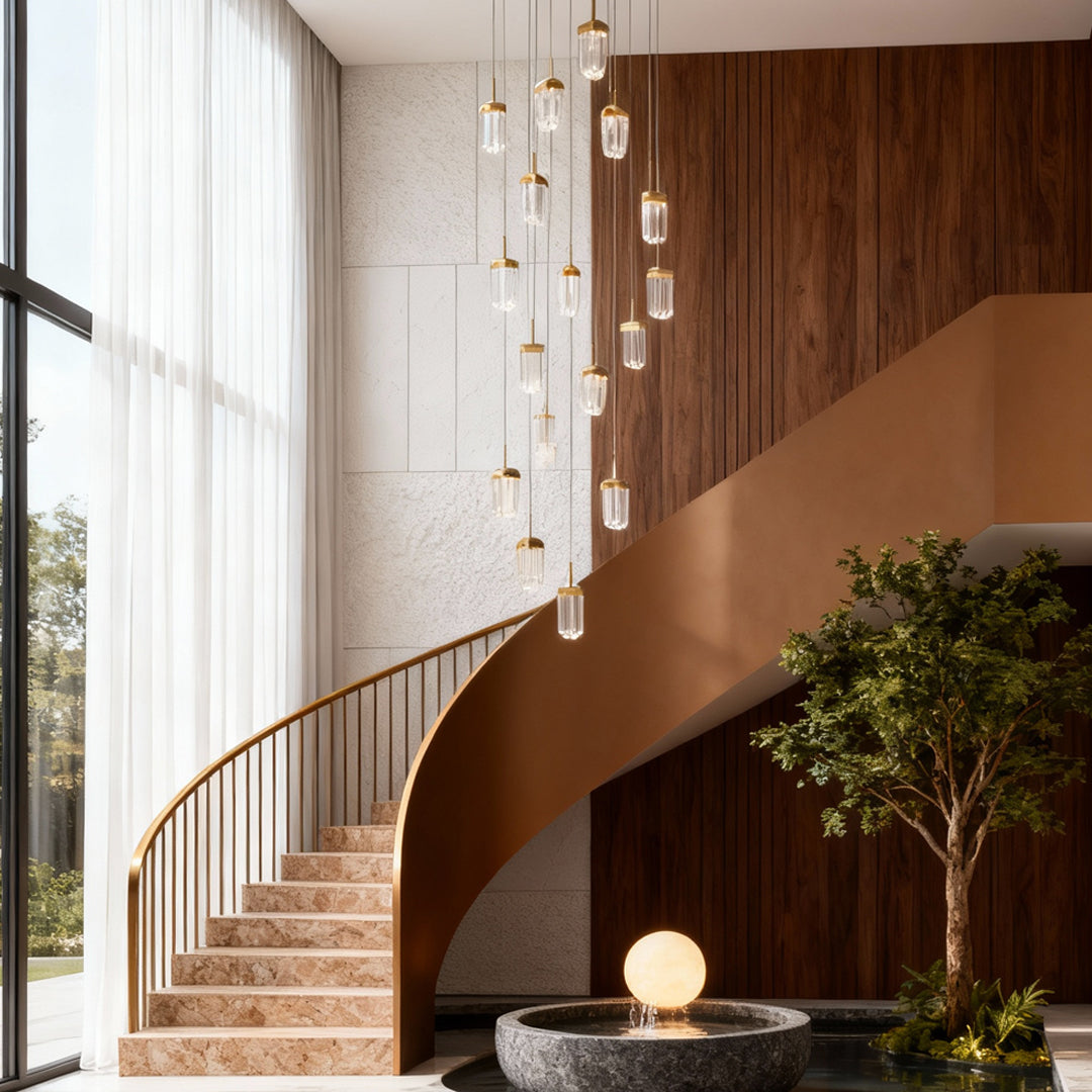 Modern Gold Staircase Chandelier - Luxury Ceiling Light