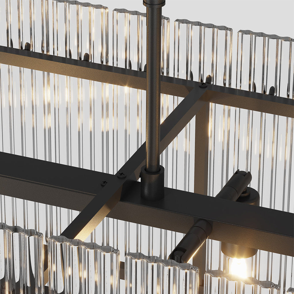 Luxury Iron Chandelier with Glass Lamp Shade - Elegant Ceiling Light