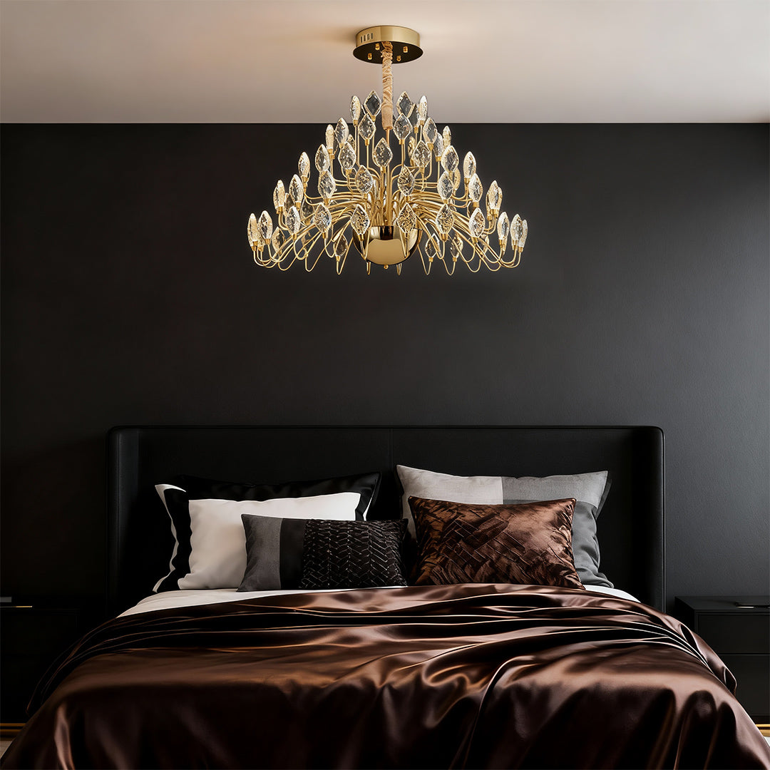Luxury Gold LED Crystal Chandelier Ceiling Light