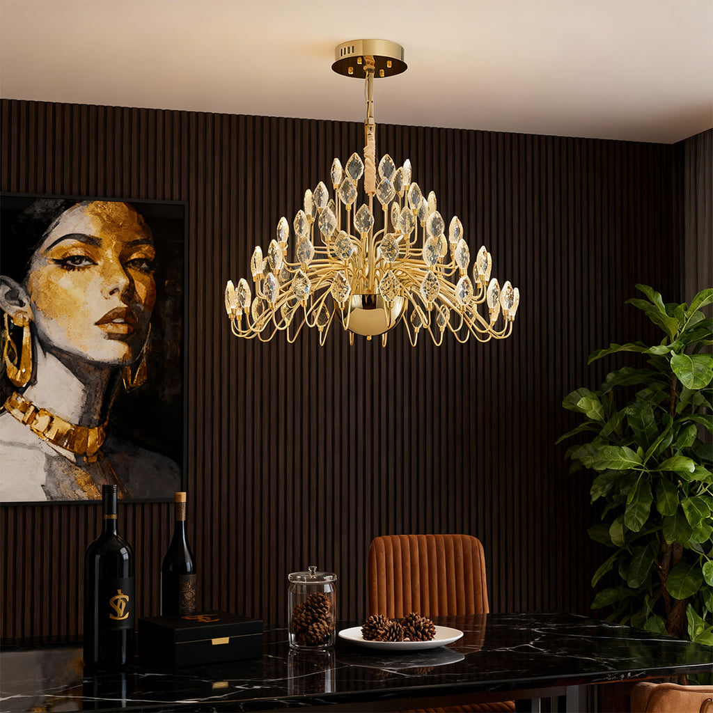Luxury Gold LED Crystal Chandelier Ceiling Light