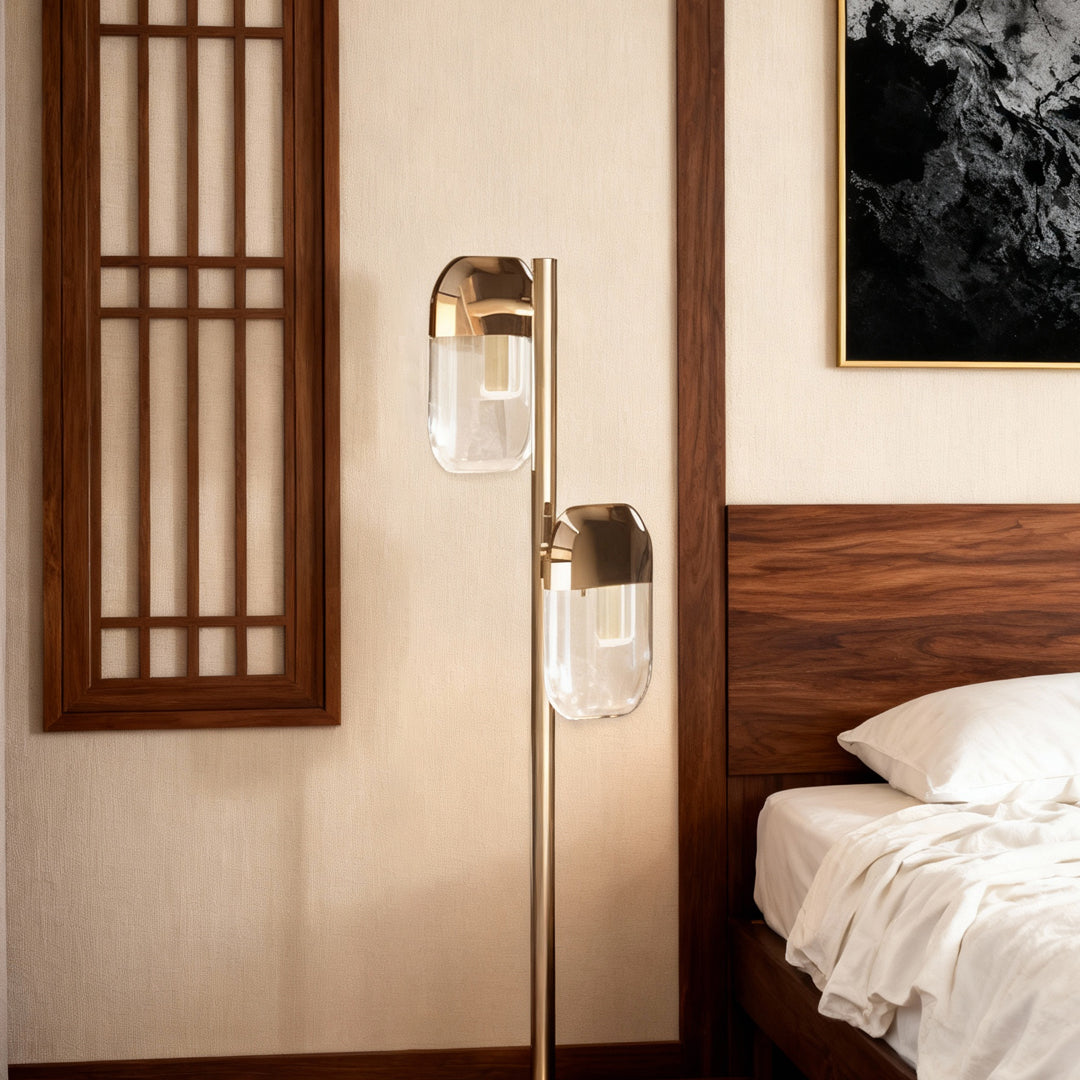 Modern Minimalist Crystal Floor Lamp - Aluminum Design