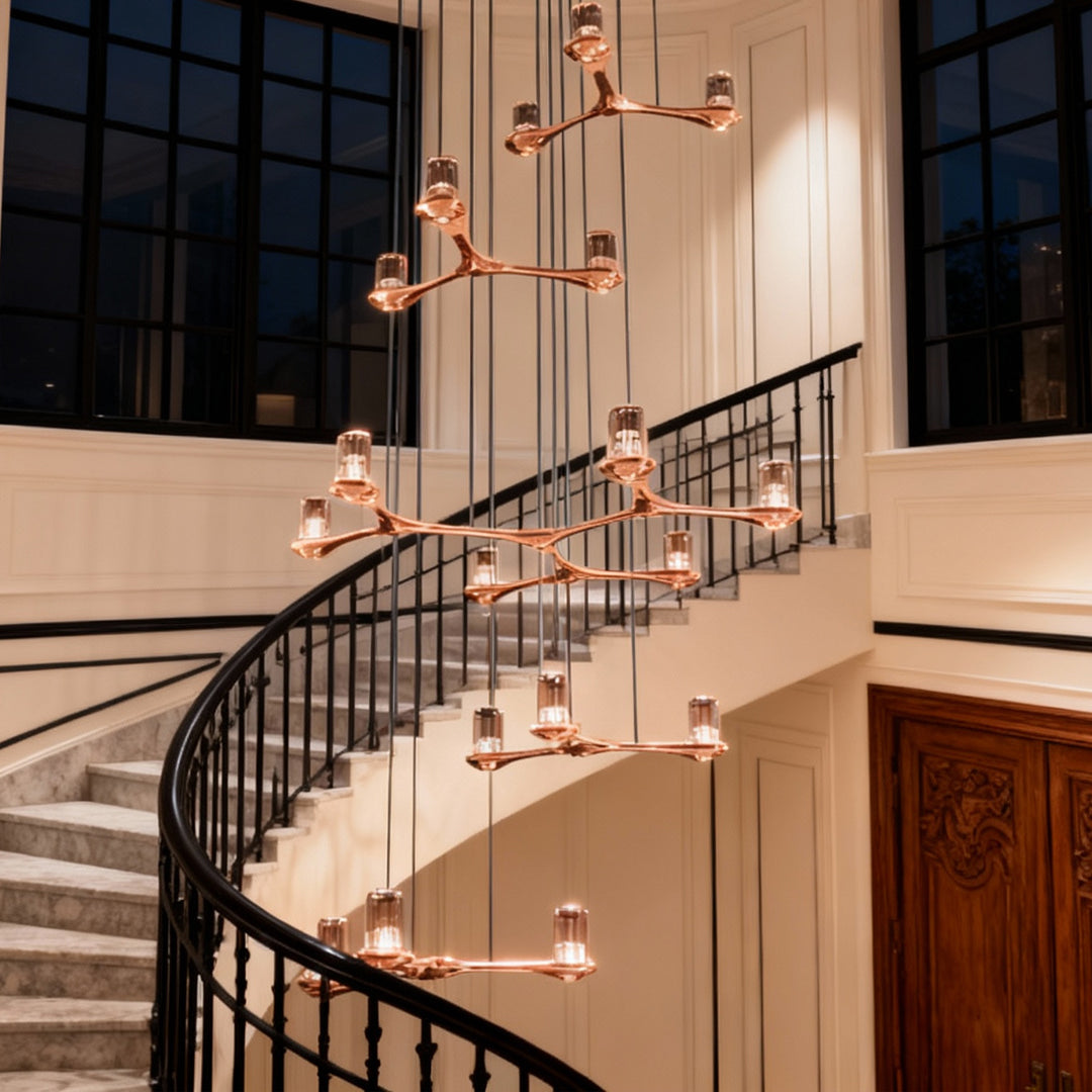 Nordic Crystal Staircase Chandelier - Elegant Ceiling Light