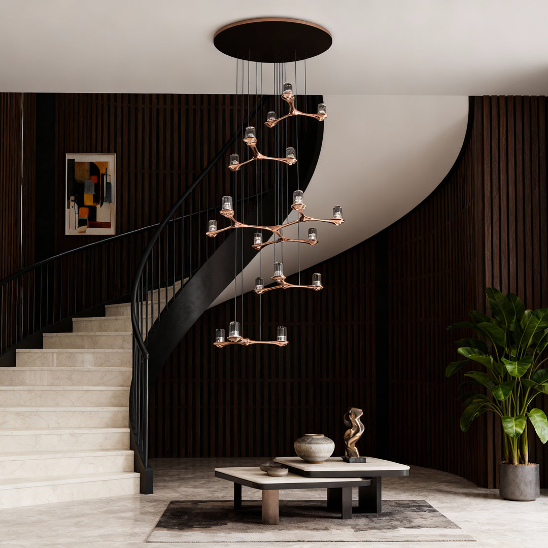 Nordic Crystal Staircase Chandelier - Elegant Ceiling Light