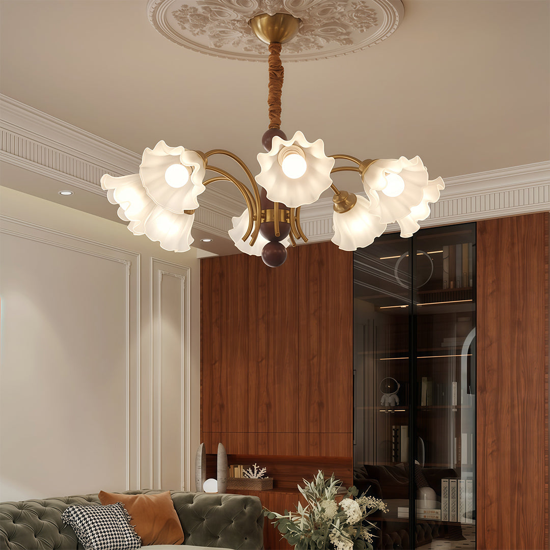 Vintage Floral Glass Chandelier Ceiling Light