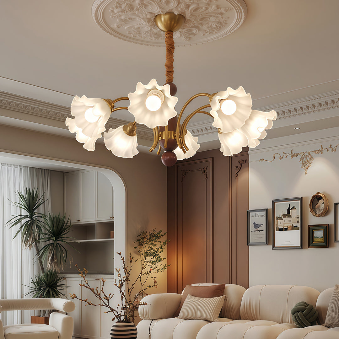 Vintage Floral Glass Chandelier Ceiling Light