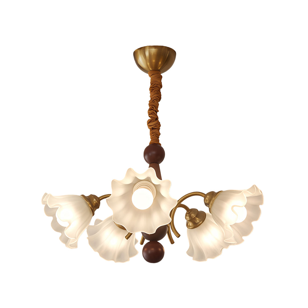 Vintage Floral Glass Chandelier Ceiling Light