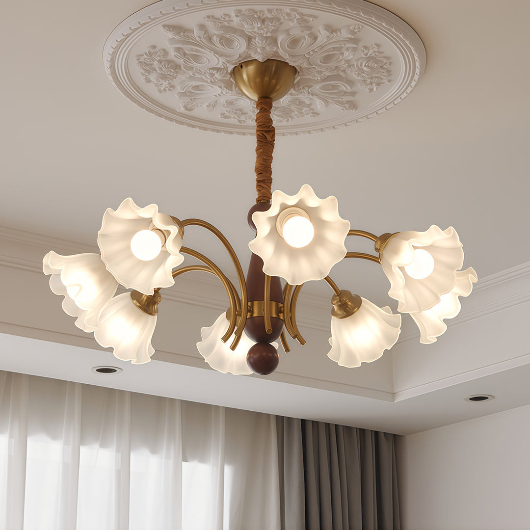 Vintage Floral Glass Chandelier Ceiling Light