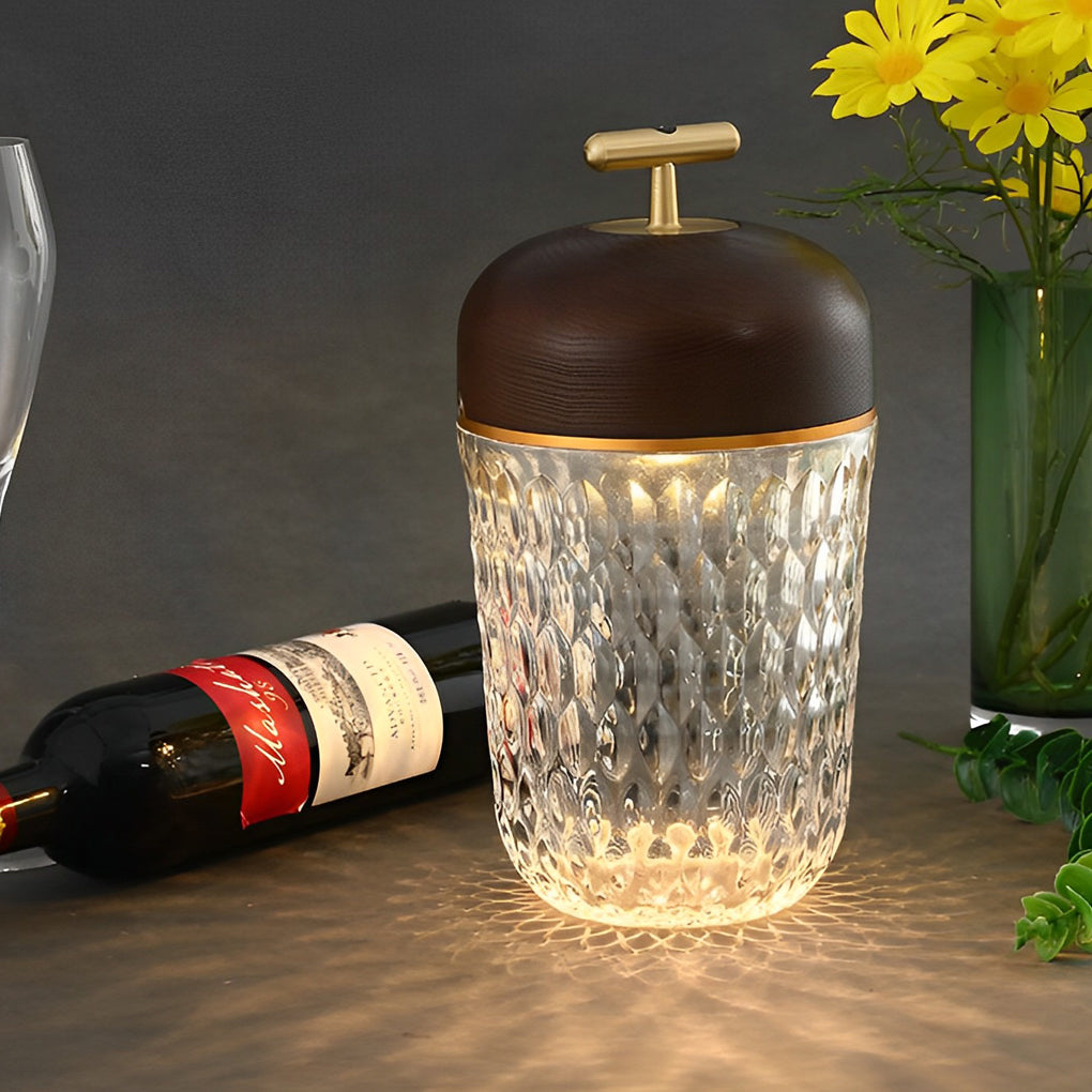 Modern Rechargeable Metal Cup Glass Table Lamp