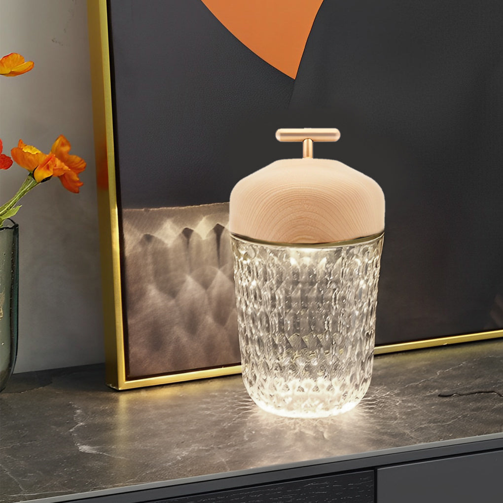 Modern Rechargeable Metal Cup Glass Table Lamp