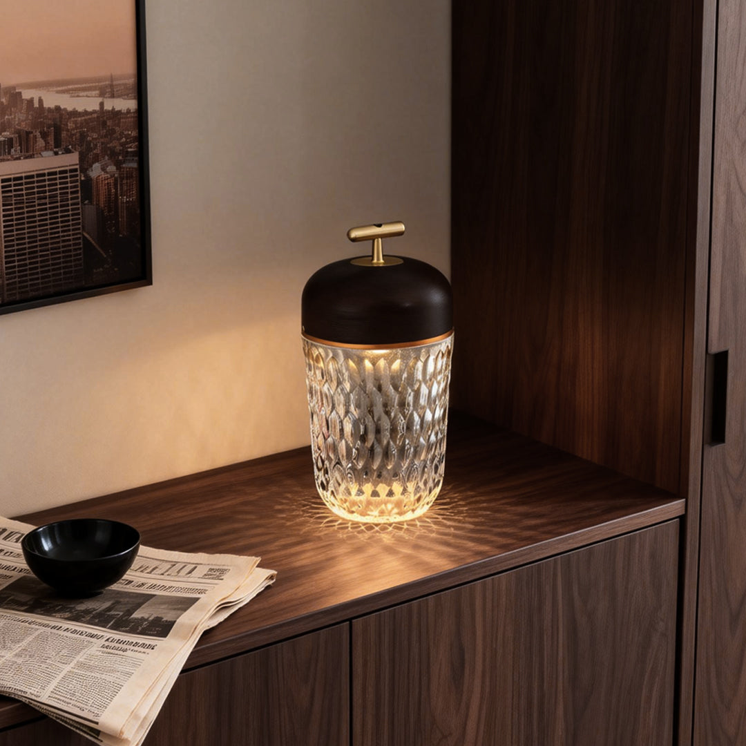 Modern Rechargeable Metal Cup Glass Table Lamp