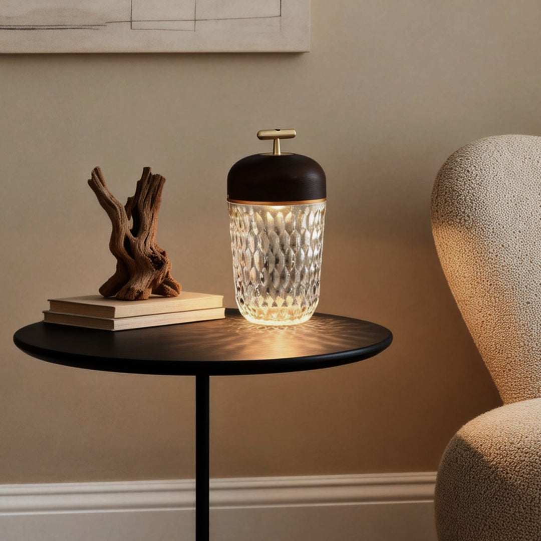 Modern Rechargeable Metal Cup Glass Table Lamp
