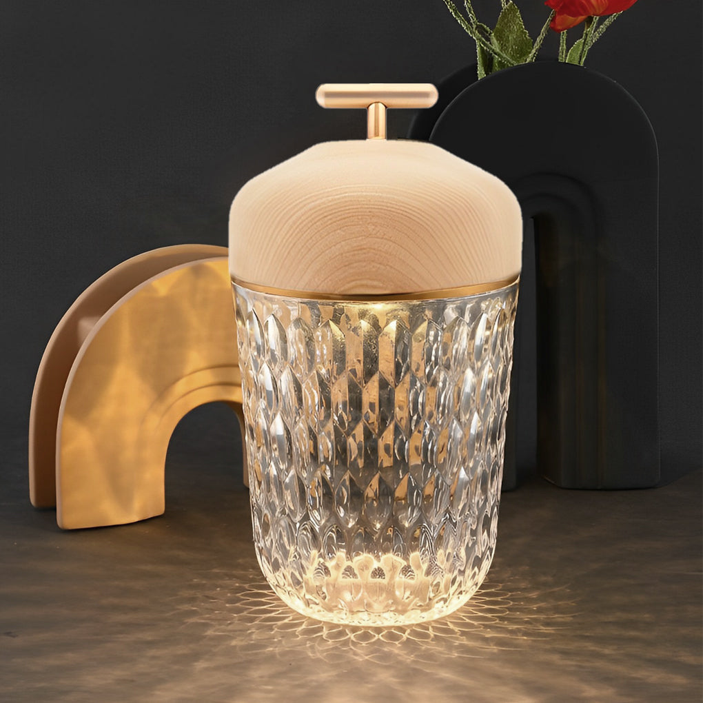 Modern Rechargeable Metal Cup Glass Table Lamp
