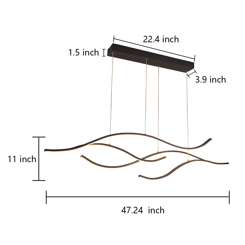 Wavy Curved LED Pendant Light - Modern Metal Ceiling Fixture