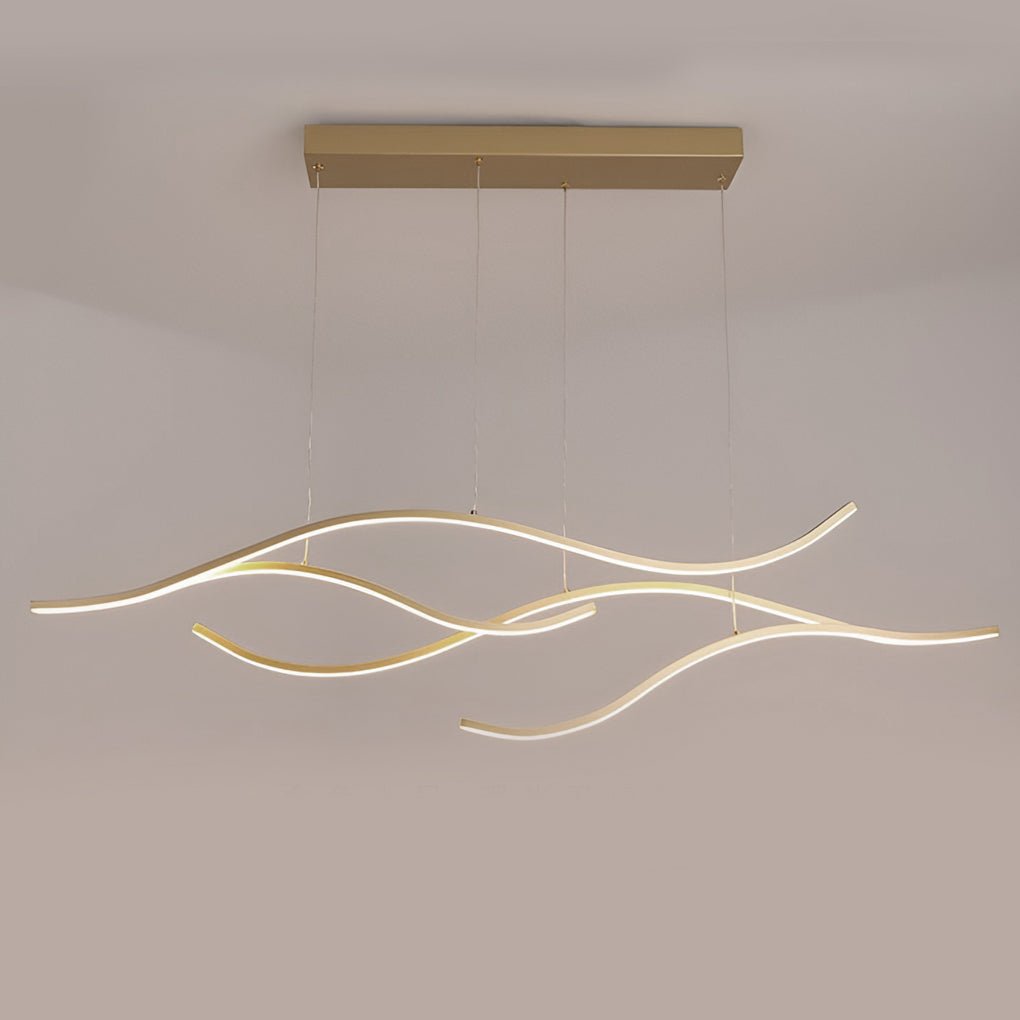 Wavy Curved LED Pendant Light - Modern Metal Ceiling Fixture
