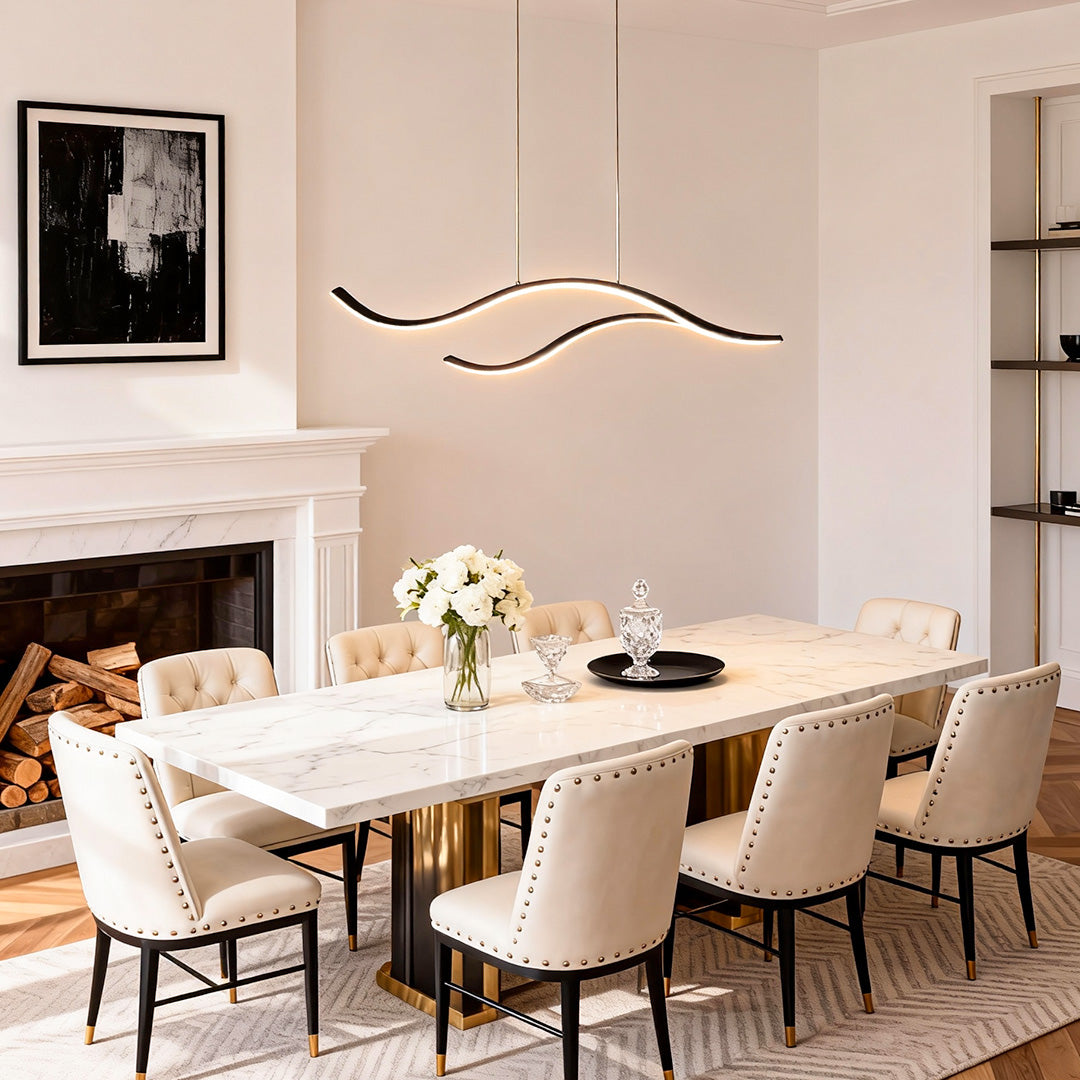 Wavy Curved LED Pendant Light - Modern Metal Ceiling Fixture