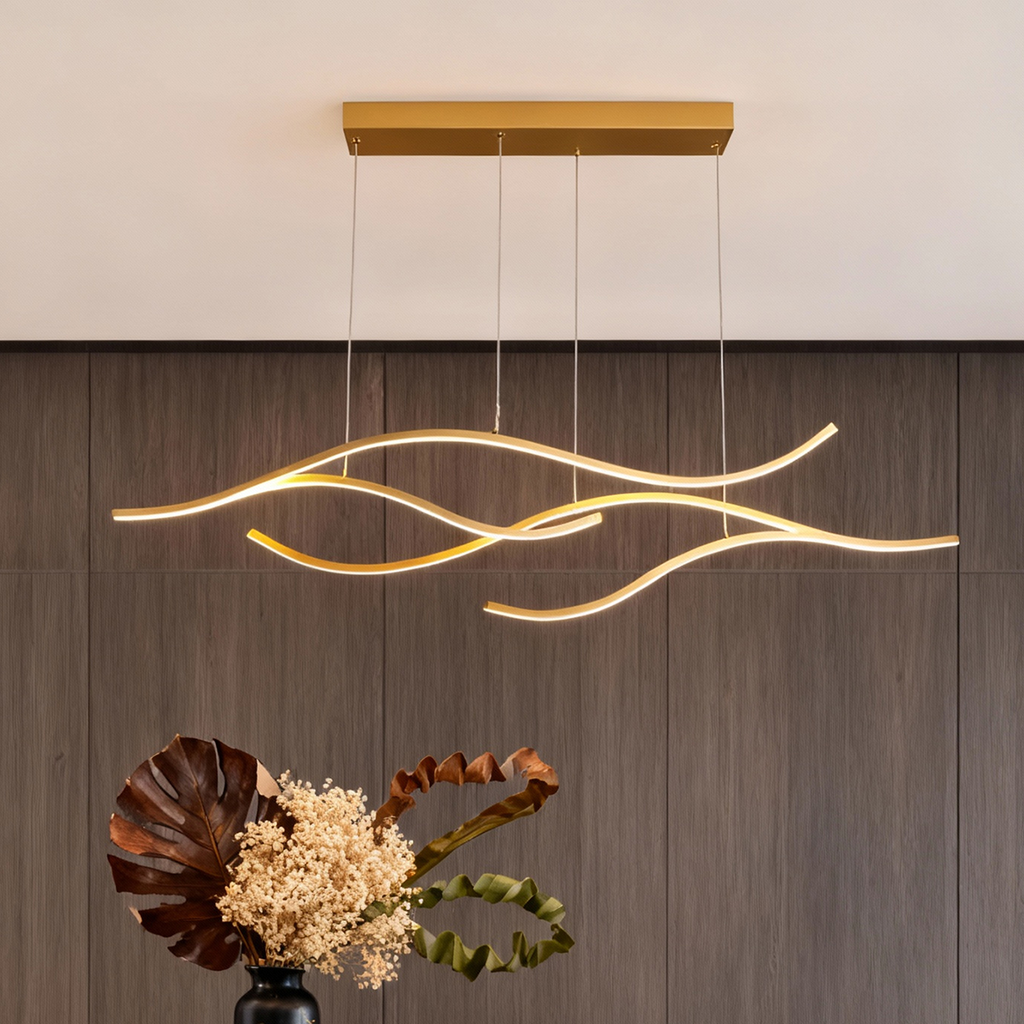 Wavy Curved LED Pendant Light - Modern Metal Ceiling Fixture