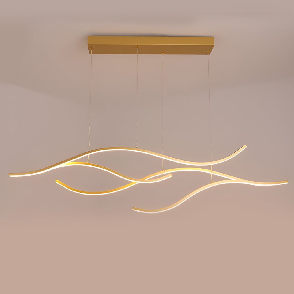 Wavy Curved LED Pendant Light - Modern Metal Ceiling Fixture