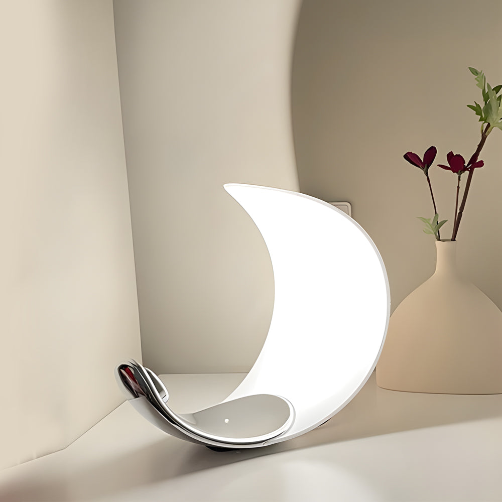 Polished Chrome Curved End Table Lamp with LED Light
