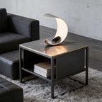 Polished Chrome Curved End Table Lamp with LED Light